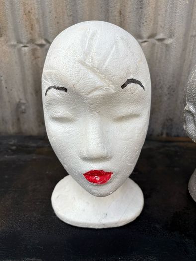 Retro vintage styrofoam polystyrene heads X3 c1960