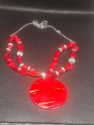 Bohemian Ethnic Style Red Pendant Necklace and Earring Set 3PCS Free Postage