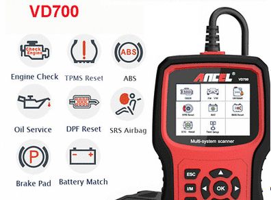 ANCEL VD700 OBD2 Scanner Diagnostic Tool For VAG Oil ABS EPB DPF SRS TPMS Reset OBD Automotive Scanner Car Diagnostic Tool
