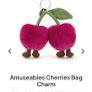 New JELLYCAT Amuseables Cherries Bag Charm Image 3