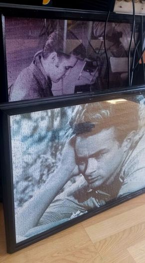 Vintage framed 1980s Jigsaws of two Legends James Dean and Elvis Presley  in very good condition made and framed great!