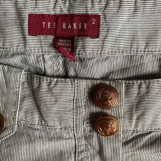 Ted Baker  Pants Striped Cotton Trousers Adjustable Length with Button Details