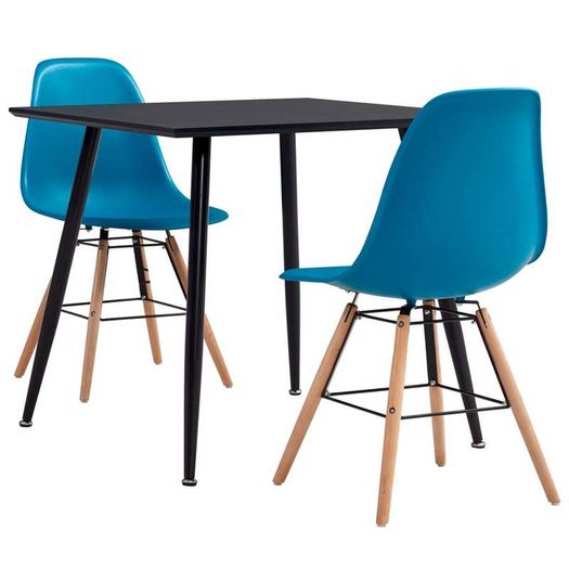 3 Piece Dining Set Plastic Turquoise