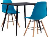 3 Piece Dining Set Plastic Turquoise
