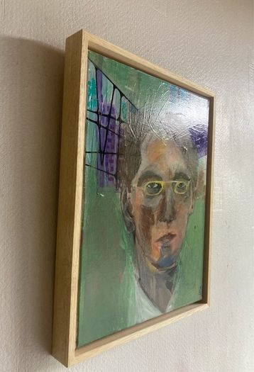 Original W.B Yeats William Butler Yeats Portrait in Abstract Painting Framed by Artist