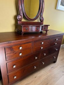 Solid Mahogany Chest of Drawers with Mirror