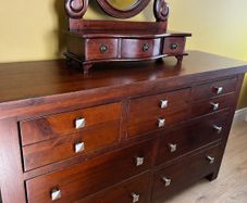Solid Mahogany Chest of Drawers with Mirror