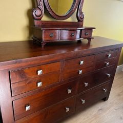 Solid Mahogany Chest of Drawers with Mirror
