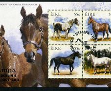 2011 Ireland Stampa Public Souvenir The Irish Horse Commemorative Stamps Miniature Sheet Overprinted for Stampa cancelled with show cancel of 23rd October 2011