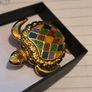 Vintage Gold Tone Multi Coloured Turtle Brooch Image 2