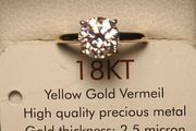2.5 carat Moissanite Solitaire Ring set in 18kt Yellow Gold Vermeil High Quality Precious Metal