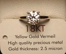 2.5 carat Moissanite Solitaire Ring set in 18kt Yellow Gold Vermeil High Quality Precious Metal