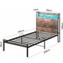 3ft Single Bed Frame with Storage Wooden Headboard, 90x190cm LED Light & Charging Station, Platform Metal Bed Frame Single, with Underbed Storage, Strong Metal Slat Support Image 10