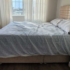 Double divan bed base + headboard (no mattress) good condition