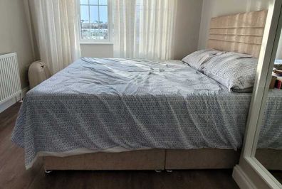 Double divan bed base + headboard (no mattress) good condition
