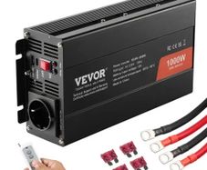 Pure Sine Wave Inverter, 1000 Watt, DC 12V to AC 230V Power Inverter with 2 AC Outlets 2 USB Port 1 Type-C Port, Remote Control for Small Home Devices like Smartphone Laptop, CE FCC Certified