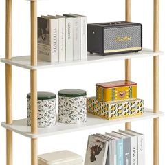 4 Tier Wooden Open Bookcase Modern Freestanding Bookshelf Storage Organizer,Multifunctional Display Stand for Bedroom, Living Room and Home Office, Storage Cabinet,White