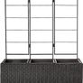 Wicker Trellis Rectangular Planter with Inner Plastic Liner, Three Buckets, 96.5 cm, Black Image 5