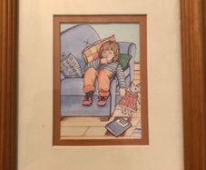 Vintage deMille Instahang Framed Print Cozy Child Sleeping 17cm x 19.5cm