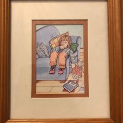 Vintage deMille Instahang Framed Print Cozy Child Sleeping 17cm x 19.5cm