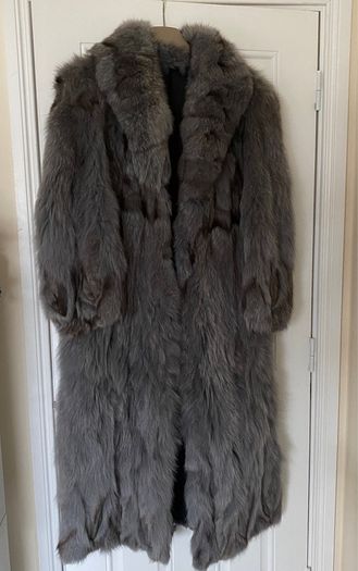Luxury real Fox coat gray blue
