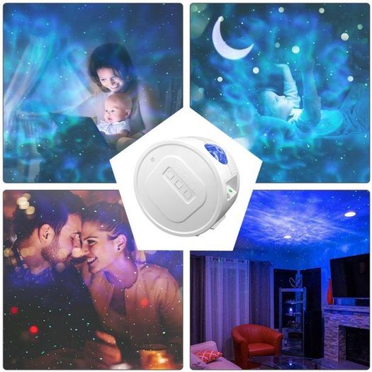 Bluetooth speaker with LED Projection Lamp Galaxy Star Projector Night Light Lamp Ocean Starry Nebula/ Laser Star/ Moon Projection, USB Charging, for Wedding, Party, Kids Room, Birthday