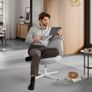 Modern Office Chair  Wide Seat, Cross Base, and Adjustable Height in Grey, Whit Image 2