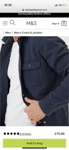 Men's marks and Spencer navy utility jacket size medium