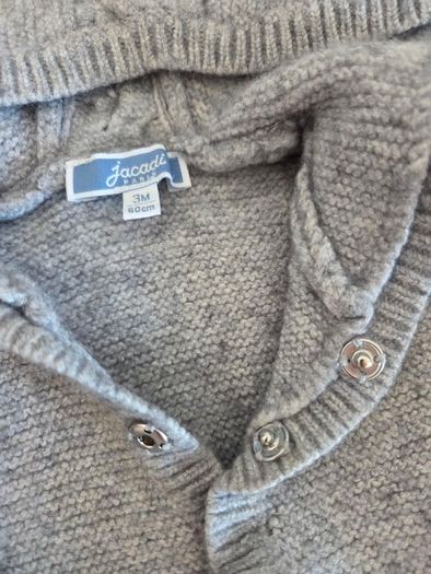 3m, Jacadi Paris Grey Baby Knit Hooded Set