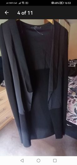 beautiful new zara black and charcoal long wastecoat