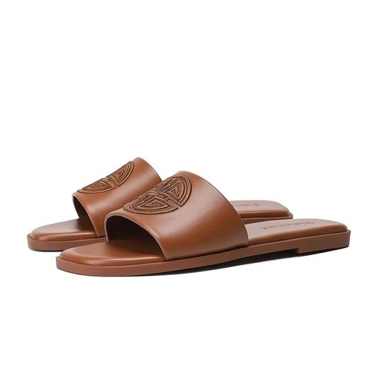 Brand New Women's Low-Heel Leather Slide Sandals Comfortable