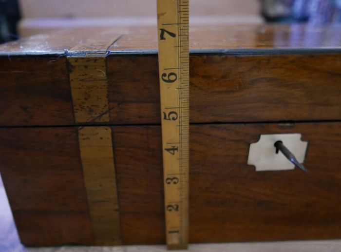 Antique Victorian  Brass Bounded Writing Box (WITH A KEY) 16" X 9" X 6,5"