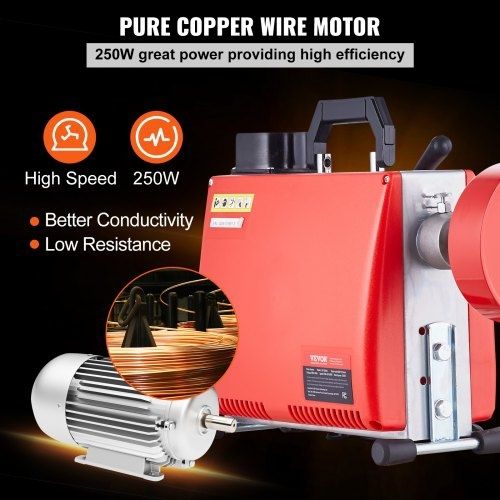 Drain Cleaner Machine 20m x 16mm 250W Sewer Snake Auger Manual Feed