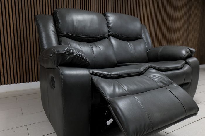 Valerie Light Grey & Dark Grey Leather Recliner Sofa Set