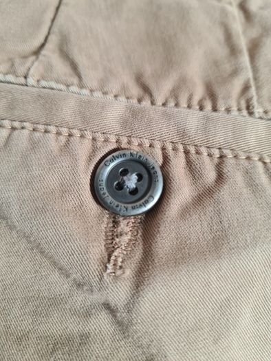 Mens Calvin Klein brown chinos Size W 32 L 32 zip fly A