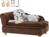 Pet Sofa, Dog Couch for Medium-Sized Dogs and Cats, Soft Velvety Dog Sofa Bed, 81 lbs Loading Cat Sofa, Dark Brown