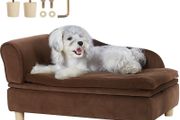 Pet Sofa, Dog Couch for Medium-Sized Dogs and Cats, Soft Velvety Dog Sofa Bed, 81 lbs Loading Cat Sofa, Dark Brown