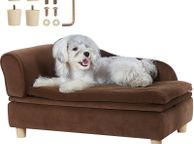 main image for ad Pet Sofa, Dog Couch for Medium-Sized Dogs and Cats, Soft Velvety Dog Sofa Bed, 81 lbs Loading Cat Sofa, Dark Brown
