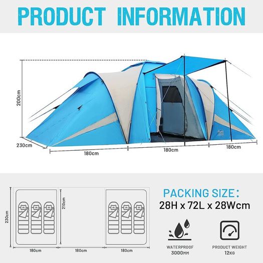 Three Bears 6-Person Tent, 3000mm Waterproof Barbados | Ubuy