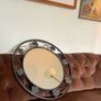 Large Vintage Style Circular Wall Mirror Black Wrought Iron Scroll Edge Metal Frame Vine Leaf Leaf Motifs Image 3