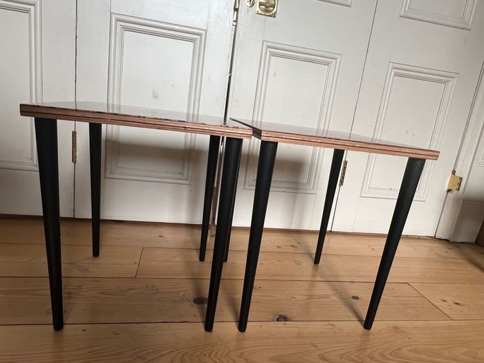 NEW PRICE DROP Coffee/Side Tables set of one off designed marquetry topped side tables