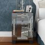 BRAND NEW Mirrored Glass Bedside Table Drawer Glass Handle chevet Chest of Drawer Image 2