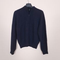 Theory Navy Blue Quarter Zip High Neck Knit 100% Cashmere Sweater Jumper Size S
