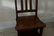 Wooden library chair and stepladder