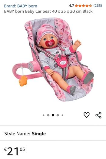 Baby Born doll car carry seat