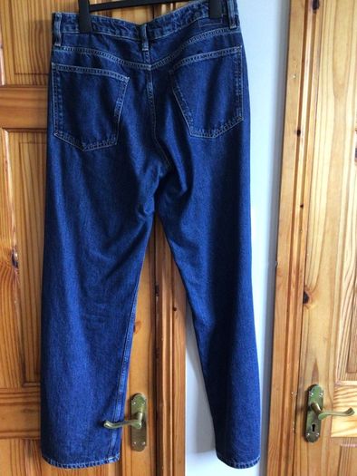 Massimo Dutti Ladies dark blue denim Straight wide Leg Jeans Eu 40 Uk 12 includes postage