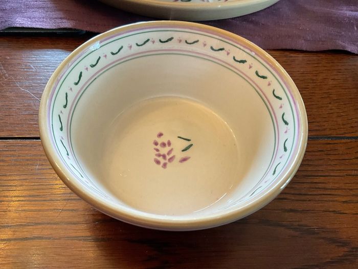 Nicholas Mosse new lavender 7 piece set , 6 bowls and a cylinder jug . Bowls are 6 inches in diameter and jug is 4 and a half inches in height