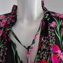 New. Warehouse Size 8 Black Floral print dress with frill trim. Image 4