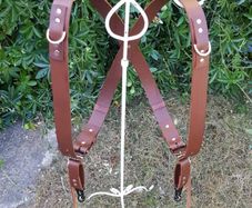 Brown leather double camera harness