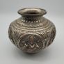 Antique Asian / Oriental White Metal Jar / Vase 19th Century Hand Decorated Image 2